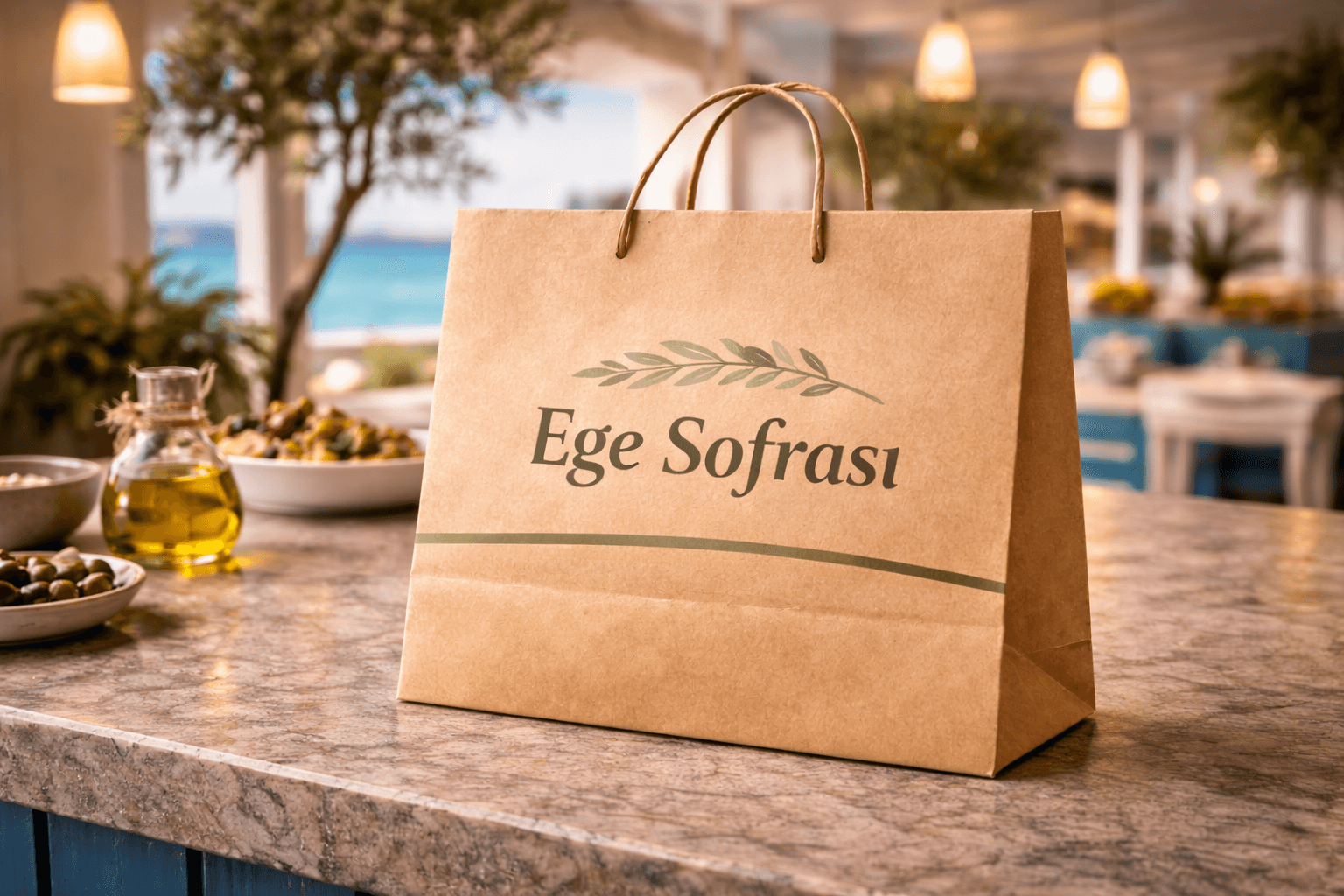 Ege marka baskılı kraft çanta