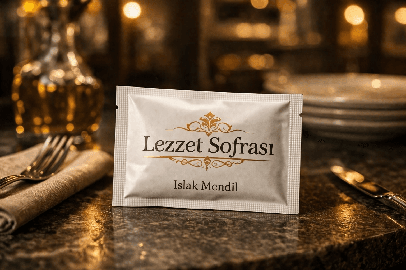 Lezzet Restoranı baskılı ıslak mendil