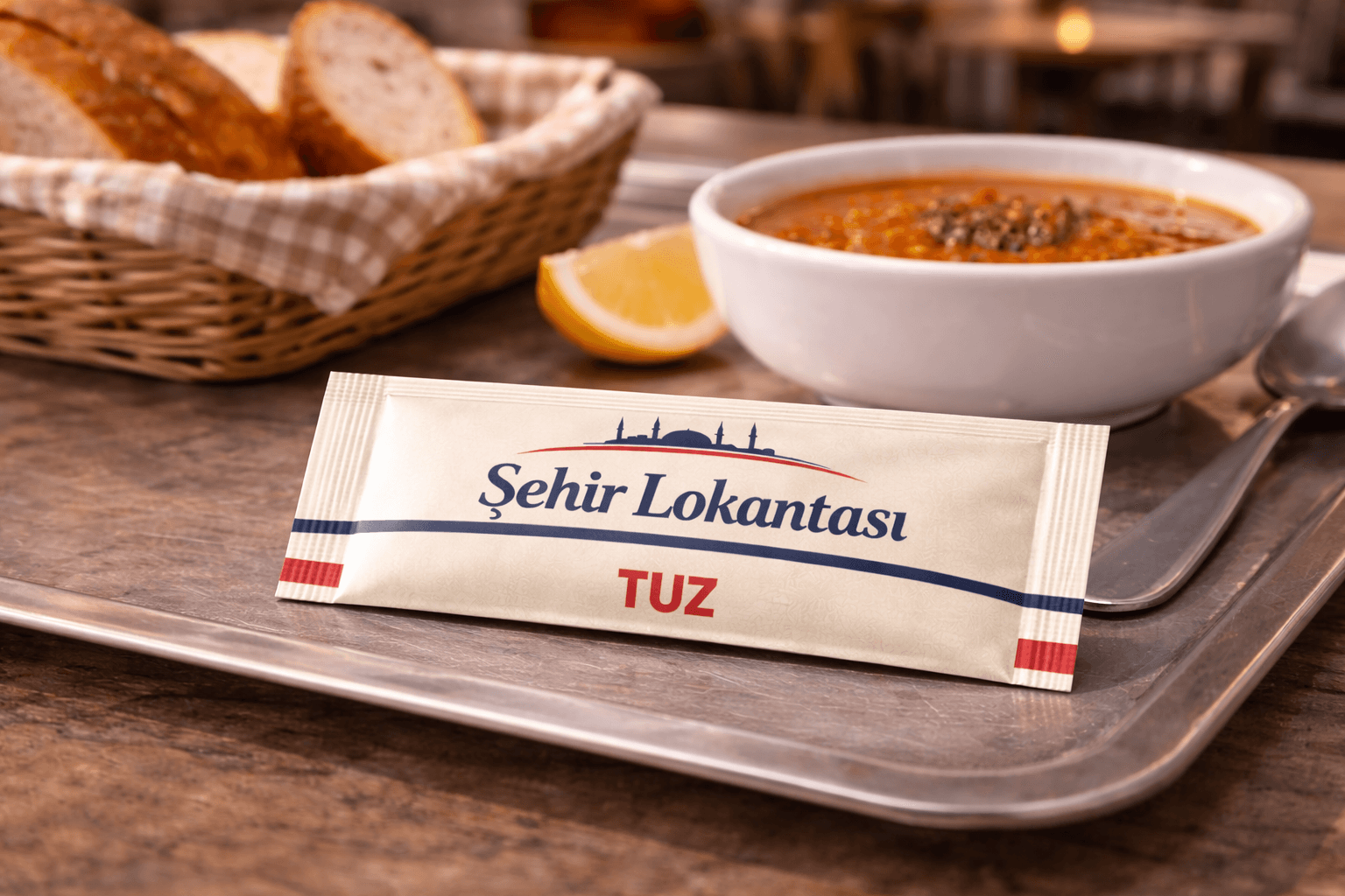 Şehir marka baskılı stick tuz