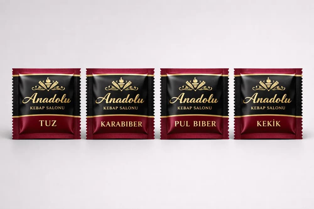 Soft Mendil baskılı tek kullanımlık tuz, karabiber ve baharat paketleri
